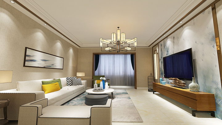 西北明珠四室兩廳二衛(wèi)新中式全景案例